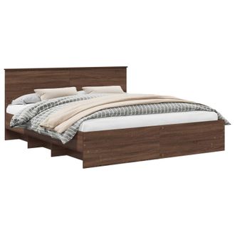 vidaXL Estructura De Cama Con Cabecera Roble Marr&oacute;n 200 X 200 Cm Vidaxl