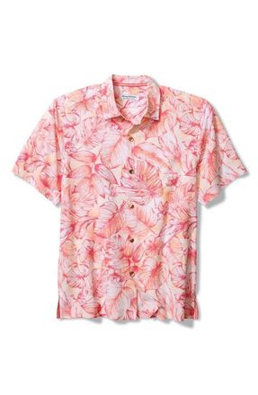 Tommy Bahama Coconut Point Coastal Cool Frond Escape IslandZone Short Sleeve Button-Up Shirt in Pink Peach at Nordstrom, Size Xxx-Large