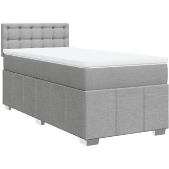 vidaXL Cama Box Spring Con Colch&oacute;n Tela Gris Claro 90x190 Cm Vidaxl