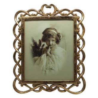 Biscottini International Biscottini - Portafoto De Apoyo Vertical/horizontal De Resina Acabado Con Efecto Oro Envejecido L18,5xpr2xh24 Cm