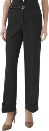 Guess Belted Flare Pants - Dames - Straight fit broeken - Zwart - XS - Leer - Broeken
