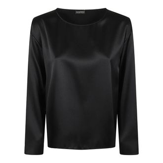 Emporio Armani Blouses, female, Black, Size: XS Silk satin blouse