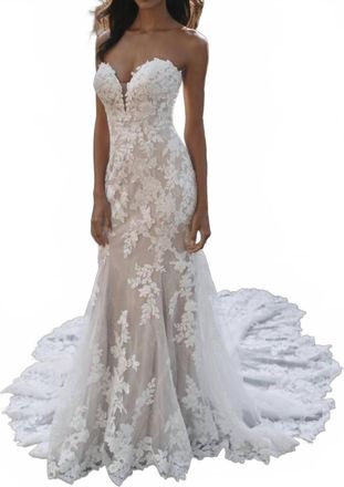 Allure Bridals Sweetheart Sheath Gown In Nude/champagne/ivory/nude