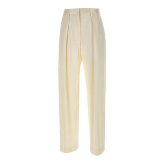 Victoria Beckham Wide Leg Trouser - Dames - Broeken - Wit - XS - Leer - Broeken