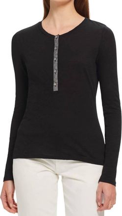 Goldie London Womens Placket Henley Top In Black