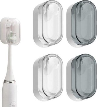 OEM Soporte De Pared Pr&aacute;ctico Para Cepillos De Dientes - 4 Piezas - Autoadhesivo Y Con Tapa
