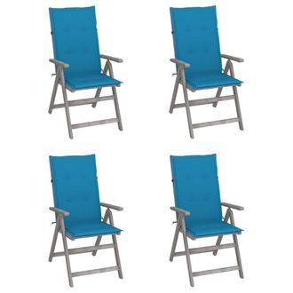 vidaXL Vidaxl - Sillas Reclinables Jard&iacute;n Y Cojines 4 Uds Madera Maciza Acacia