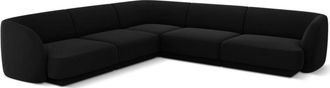 BLOOMINGLOFT Grosses Design Ecksofa Miley - mit Samtbezug Schwarz