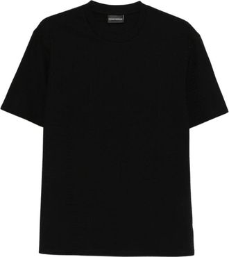 Emporio Armani T-Shirts, male, Black, Size: 2XL Jacquard Logo Crew Neck T-Shirt
