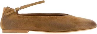 Jil Sander Brown Ankle-strap Ballet Flats