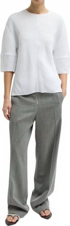 Tibi Plisse Hinged Short Sleeve Top In White