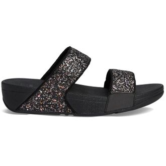 FitFlop Lulu Multi-tonal Synthetic Leather Womens Slides Sandals - Black Multi - Size:UK 6.5