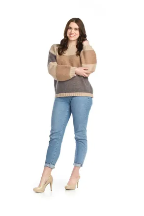 Papillon Striped Color Blocked Sweater In Brown