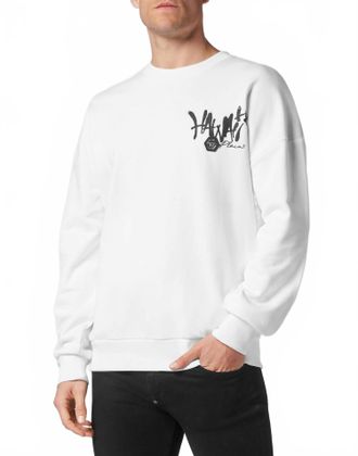 Philipp Plein MenS Graphic Pullover Sweatshirt In White