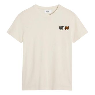 Maison Kitsun&eacute; Camiseta con doble parche de zorro - Tops - Mujer - Beige - XL