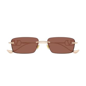 Valentino Rechthoekige Zonnebril - Dames - Accessoires - Bruin - Maat: 55 MM