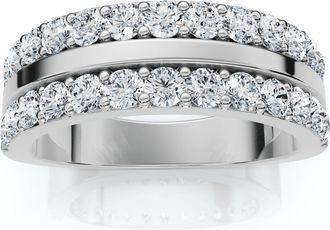 Pompeii3 3/4ct Diamond Double Row Wedding Ring 14K White Gold Size Selectable