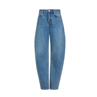 Alaia Round Denim Jeans - female - Ala&iuml;a - Loose Fit Jeans - Blue - W28 - Jeans