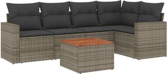 vidaXL Vidaxl - Set De Muebles De Jard&iacute;n 6 Pzas Y Cojines Rat&aacute;n Sint&eacute;tico Gris