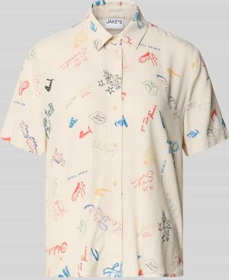 Jake*s Casual Regular Fit Bluse aus Viskose im Allover-Look in Ecru, Gr&ouml;&szlig;e 34