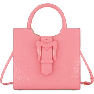 Mac Duggal Crocodile Leather Buckle Detail Medium Tote Bag in Hibiscus at Nordstrom