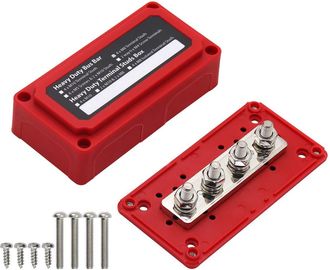 OEM Caja De Distribuci&oacute;n Y Empalme De Barras Colectoras De Alta Resistencia Con Carcasa Roja Y 4 Bornes De Conexi&oacute;n M8 De 300 A Y 7,94 Mm