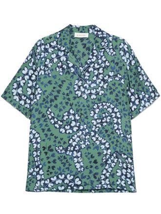 Lanvin leaf shirt - men - Mother of Pearl/Silk - 41 - Green