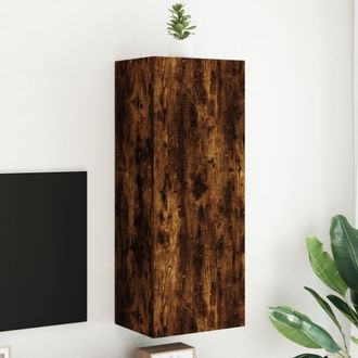 vidaXL Vidaxl - Mueble De Tv De Pared Madera Roble Ahumado 40,5x30x102 Cm