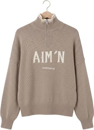 Aim'n College Gebreide Half Zip - Dames - Vesten met rits - Beige - L - Hoodies & sweatvesten