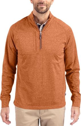 Cutter & Buck Adapt Heather Quarter Zip Pullover in Mushroom Heather at Nordstrom, Size Xxx-Large