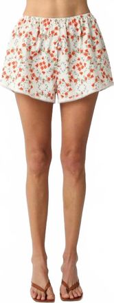 Olivaceous Lealie Floral Shorts In Cream Orange