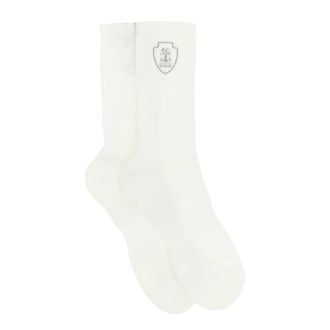 Brunello Cucinelli Techno Cotton Rib Knit Socks - unisex - Brunello Cucinelli - Socks - White - XS - Underwear
