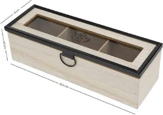Trade Shop Trade Shop - Scatola Contenitore In Legno Per T&egrave; Con Bacheca 3 Posti Scomparti Vetrina 219600