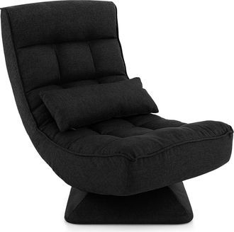 Costway Costway Sill&oacute;n Lectura En 4 Posiciones, Silla De Sof&aacute; De Sal&oacute;n Perezoso Con Base Giratoria, Marco De Metal Con Almohada Lumbar, Silla De Videojuegos P
