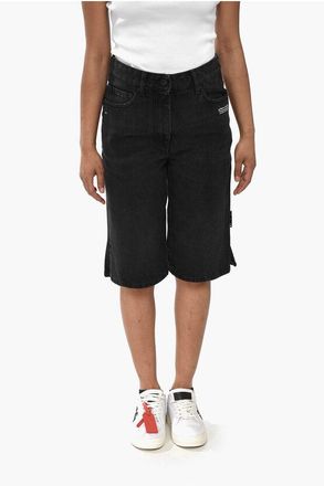 Off-white 5-Pocket Denim Shorts with Side Slits size 26