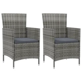 vidaXL Vidaxl - Sillas De Jard&iacute;n 2 Unidades Con Cojines Rat&aacute;n Sint&eacute;tico Gris