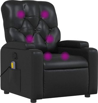 vidaXL Sill&oacute;n De Masaje Reclinable Cuero Sint&eacute;tico Negro Vidaxl