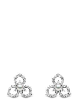 Yoko London 18kt white gold Petal pearl and diamond earrings - women - 18kt White Gold/Diamond/Akoya Pearl - OS - Silver