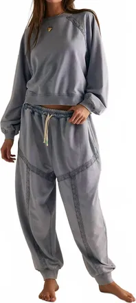 Free People Couch Club Pajama Set In Blue
