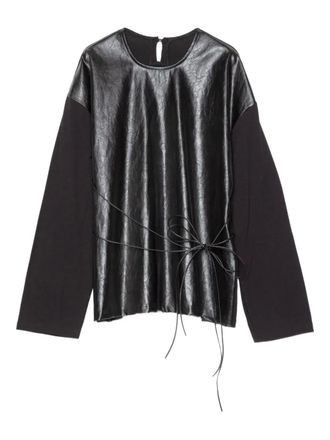 Muller Of Yoshiokubo tie-detailing top - women - Cotton - 36 - Black