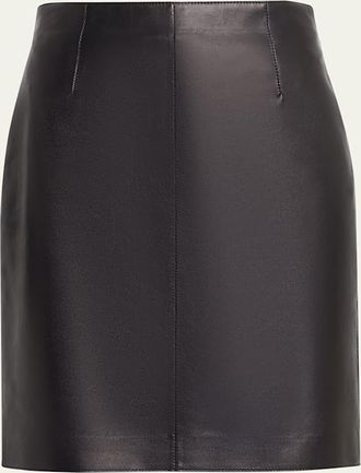 Lafayette 148 New York High-Waisted Nappa Leather Mini Skirt