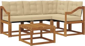 vidaXL Conjunto De Sof&aacute;s De Exterior 5 Uds. Natural Y Beige Vidaxl