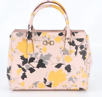 Ferragamo Pink Yellow Leather Handbag Tote Bag (Pre-Owned)