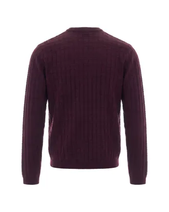 Emporio Armani Textured Crew-Neck Wool Blend Sweater - Brown