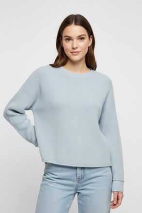 Only Strickpullover ONLY ONLIBI LS RIB LOOSE PULLOVER CC KNT, Damen, Gr. XL, cashmere blau detail:melange, Strick, Obermaterial: 50% Viskose, 27% Nylon, 23