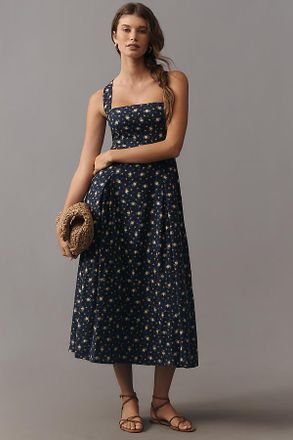 Maeve Printed A-Line Halter Midi Dress