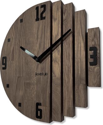 OEM Reloj De Pared De Madera Asim&eacute;trico De 30 Cm, Color Roble Marr&oacute;n