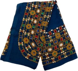 Chanel Pre-owned Scarves, female, Blue, Size: ONE SIZE Pre-owned Silk Scarf