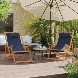 vidaXL Vidaxl - Sedie Da Spiaggia Pieghevoli 2 Pz In Tessuto Blu