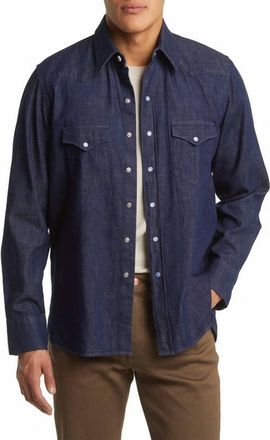 Wythe Denim Pearl Snap Shirt In Rinsed Indigo